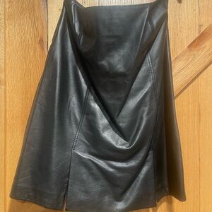 Talbots Black Leather Midi Skirt